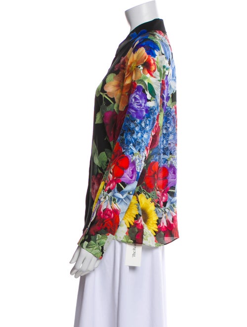 Alice + Olivia Silk Floral Print Button-Up Top