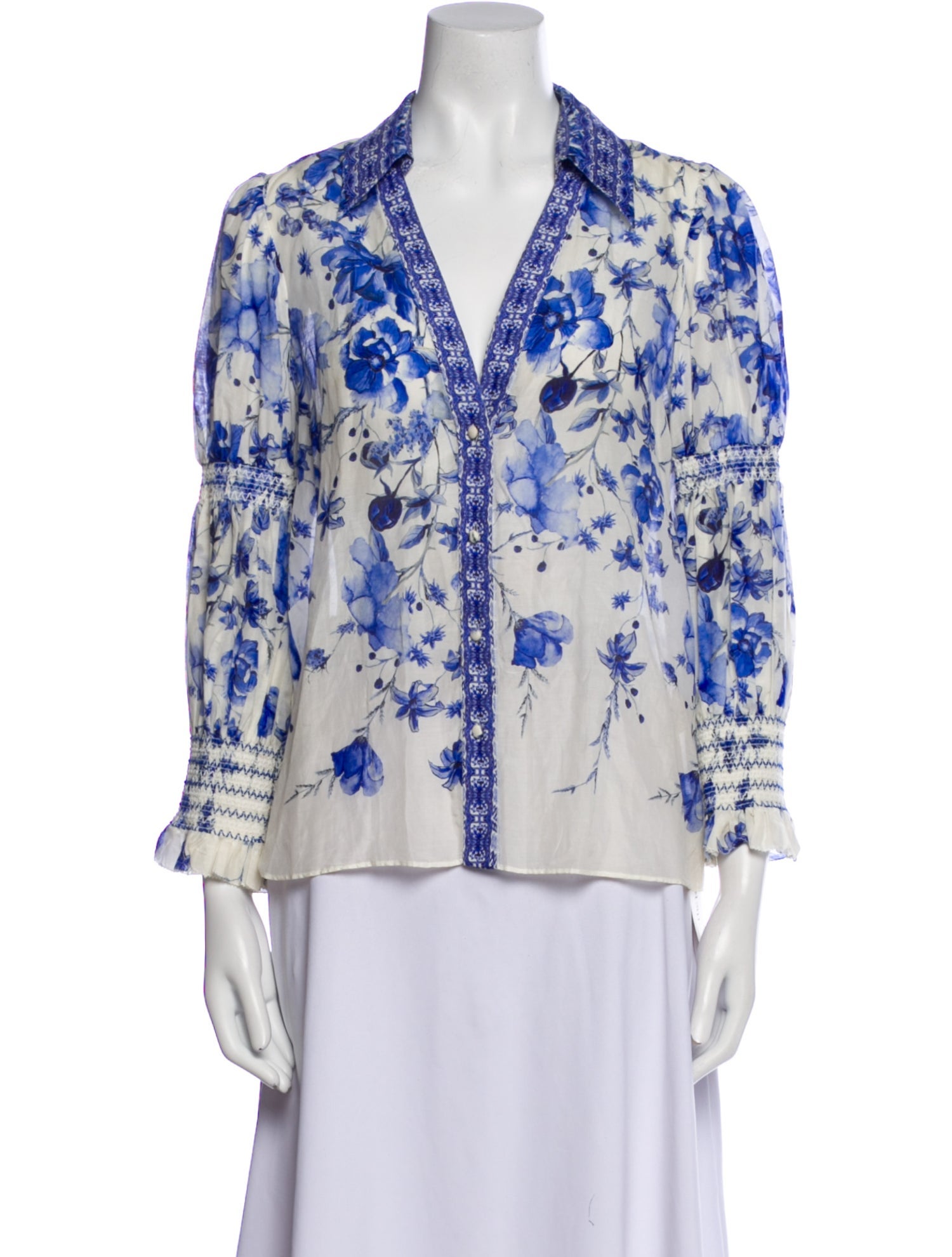 Alice + Olivia Printed V-Neck Blouse