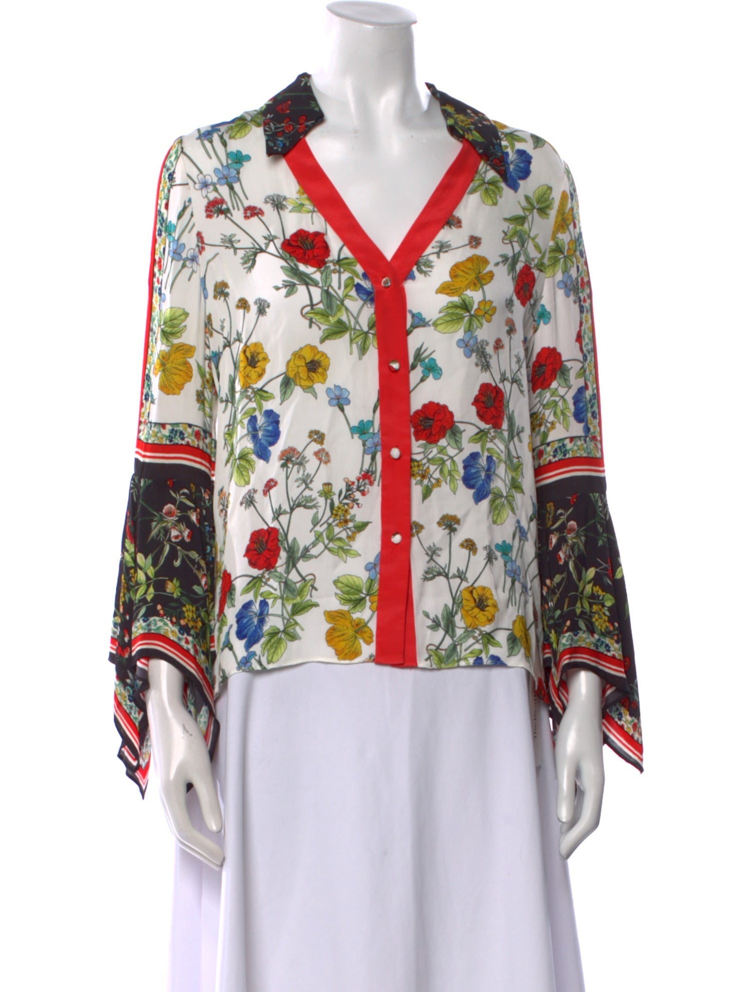 Alice + Olivia Floral Print V-Neck Blouse