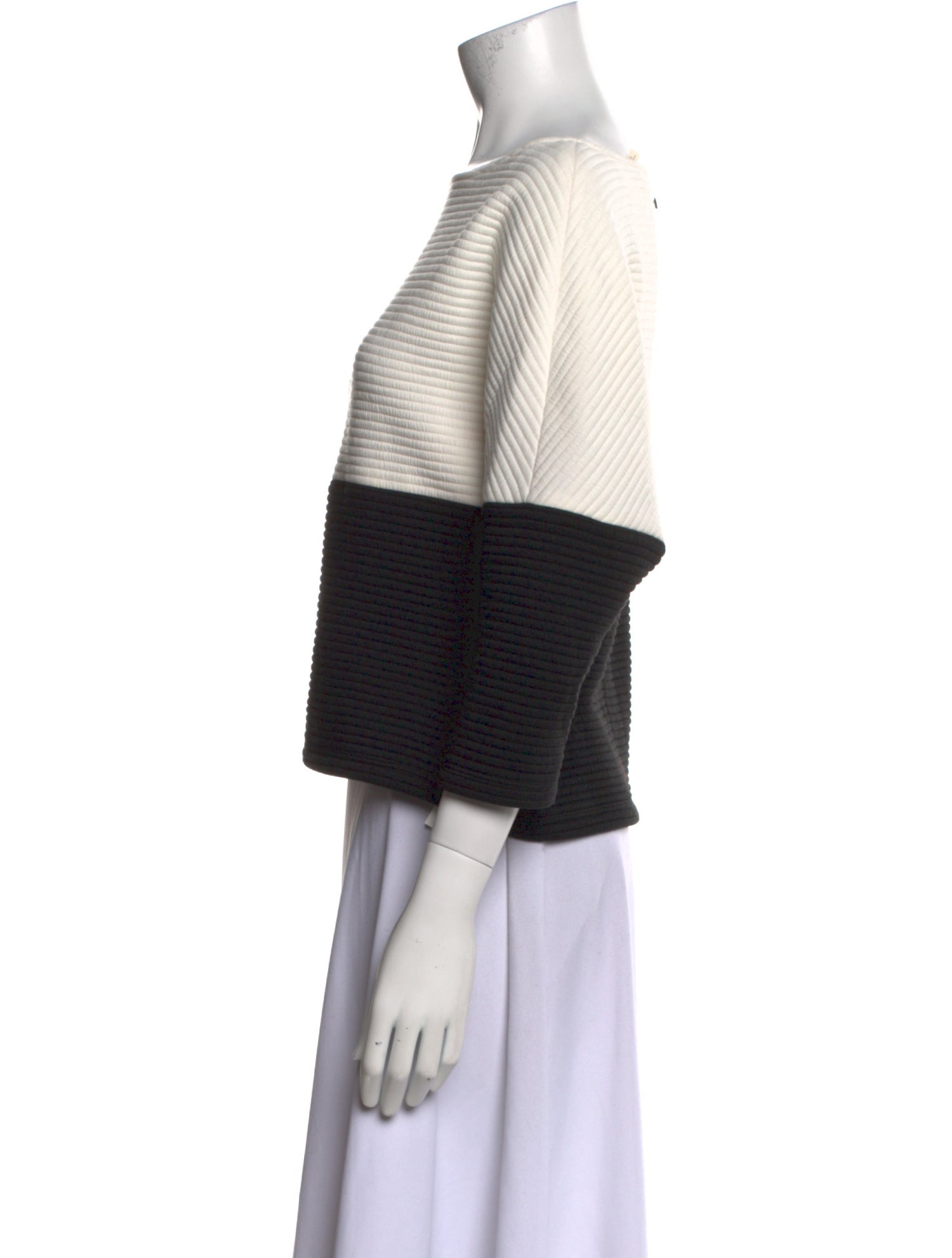 Alice + Olivia Striped Bateau Neckline Crop Top