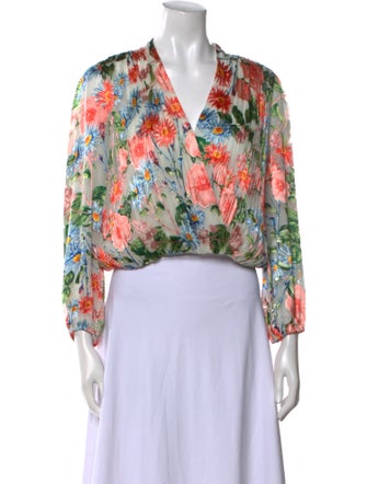 Alice + Olivia Floral Print V-Neck Crop Top