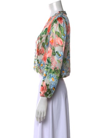 Alice + Olivia Floral Print V-Neck Crop Top