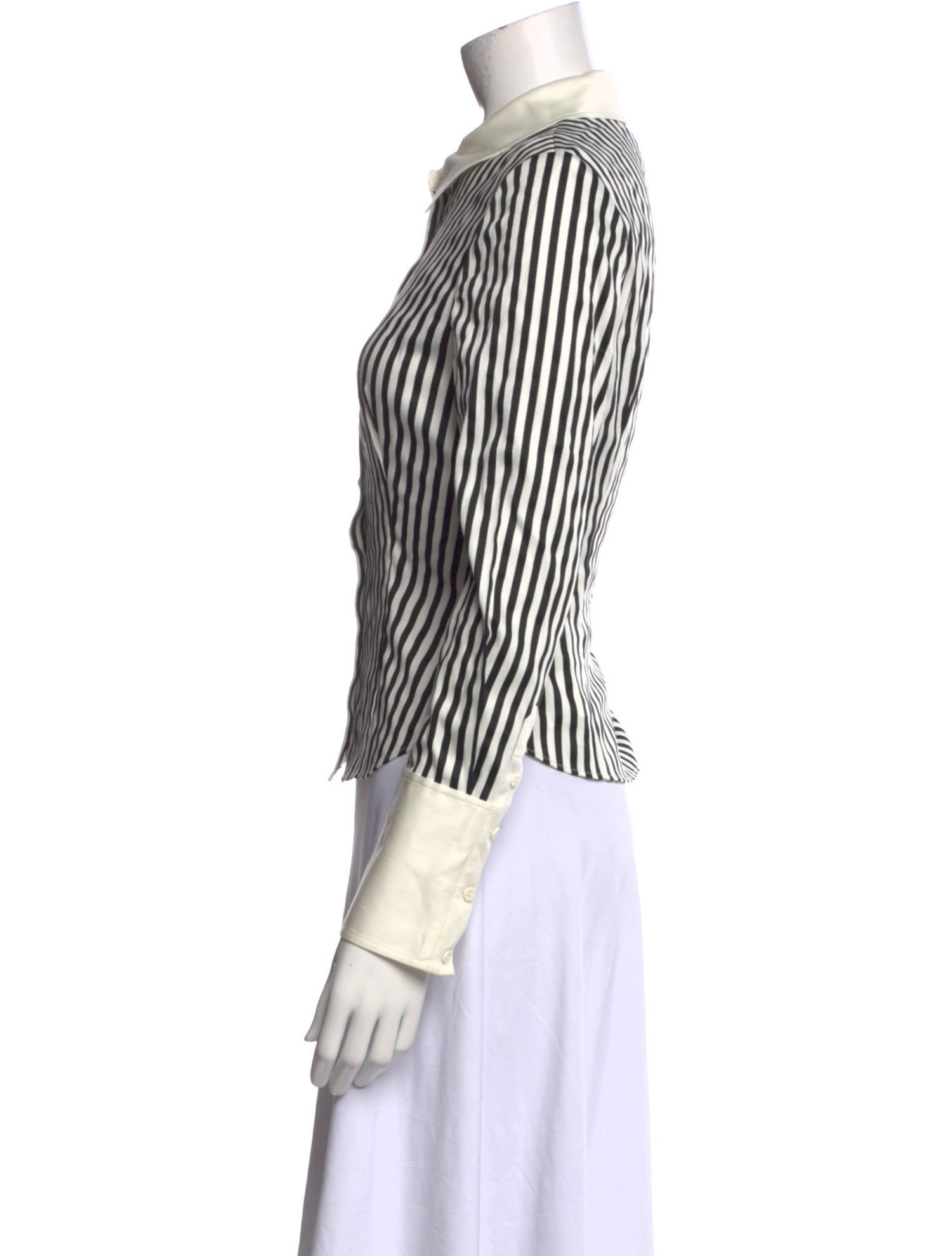 Alice + Olivia Striped Long Sleeve Button-Up Top