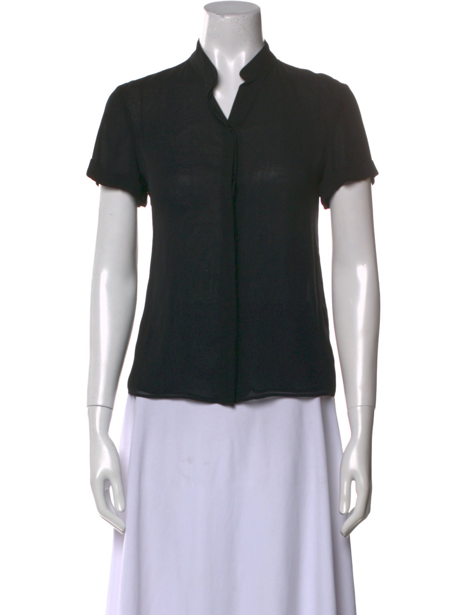 Alice + Olivia V-Neck Short Sleeve Button-Up Top