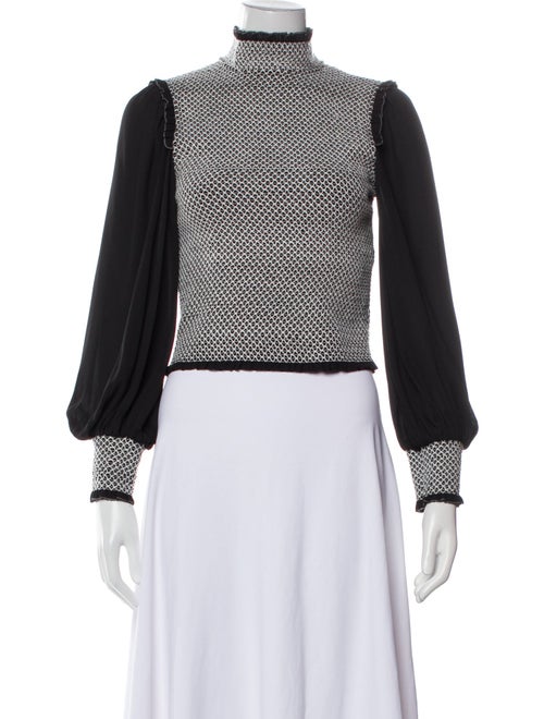 Alice + Olivia Colorblock Pattern Mock Neck Crop Top