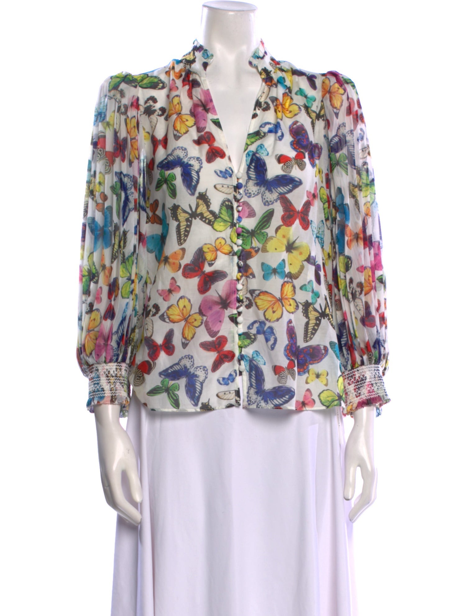 Alice + Olivia Floral Print V-Neck Blouse