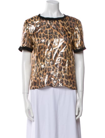 Alice + Olivia Silk Animal Print T-Shirt