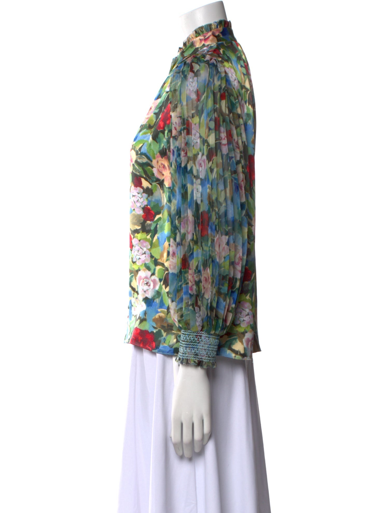Alice + Olivia Floral Print Mock Neck Blouse