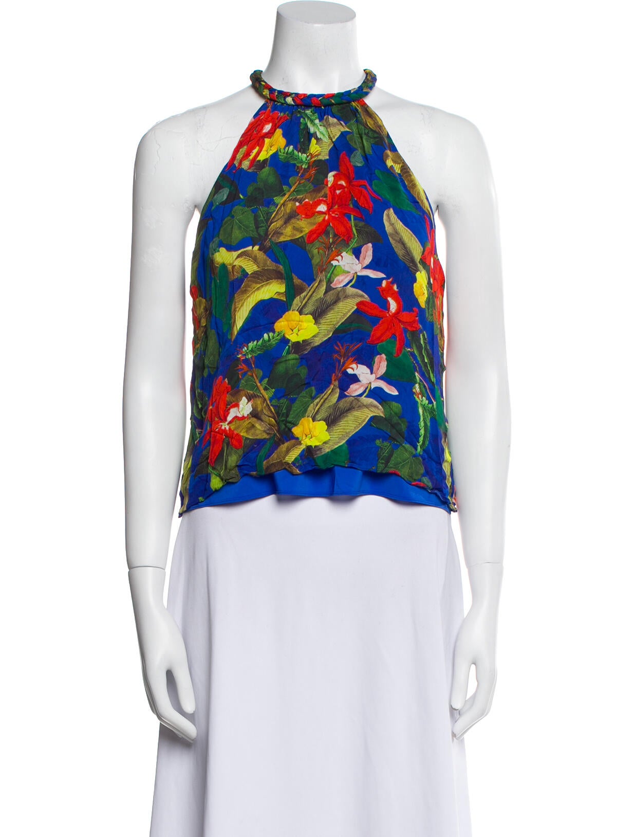 Alice + Olivia Floral Print Halterneck Crop Top