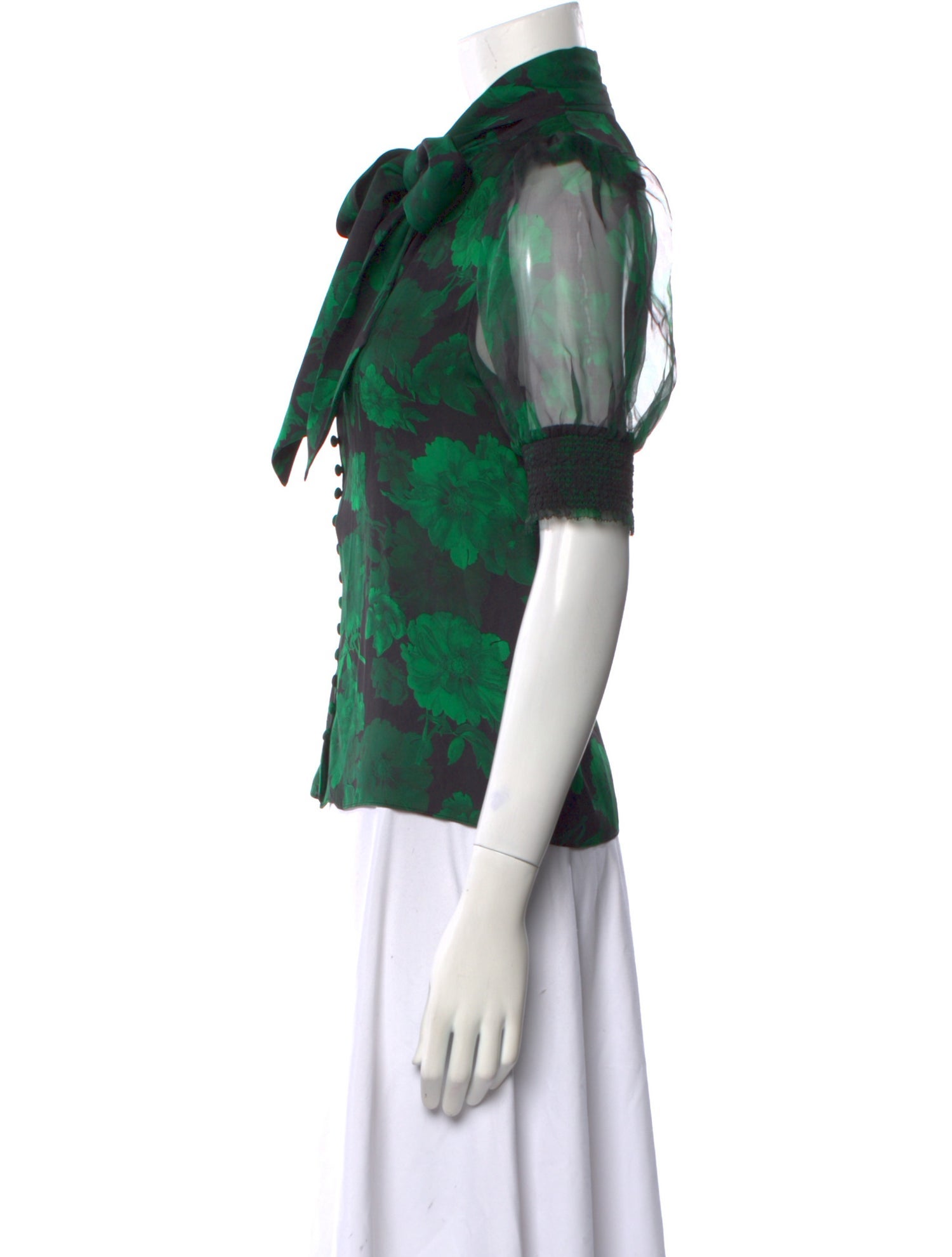 Alice + Olivia Silk Floral Print Button-Up Top