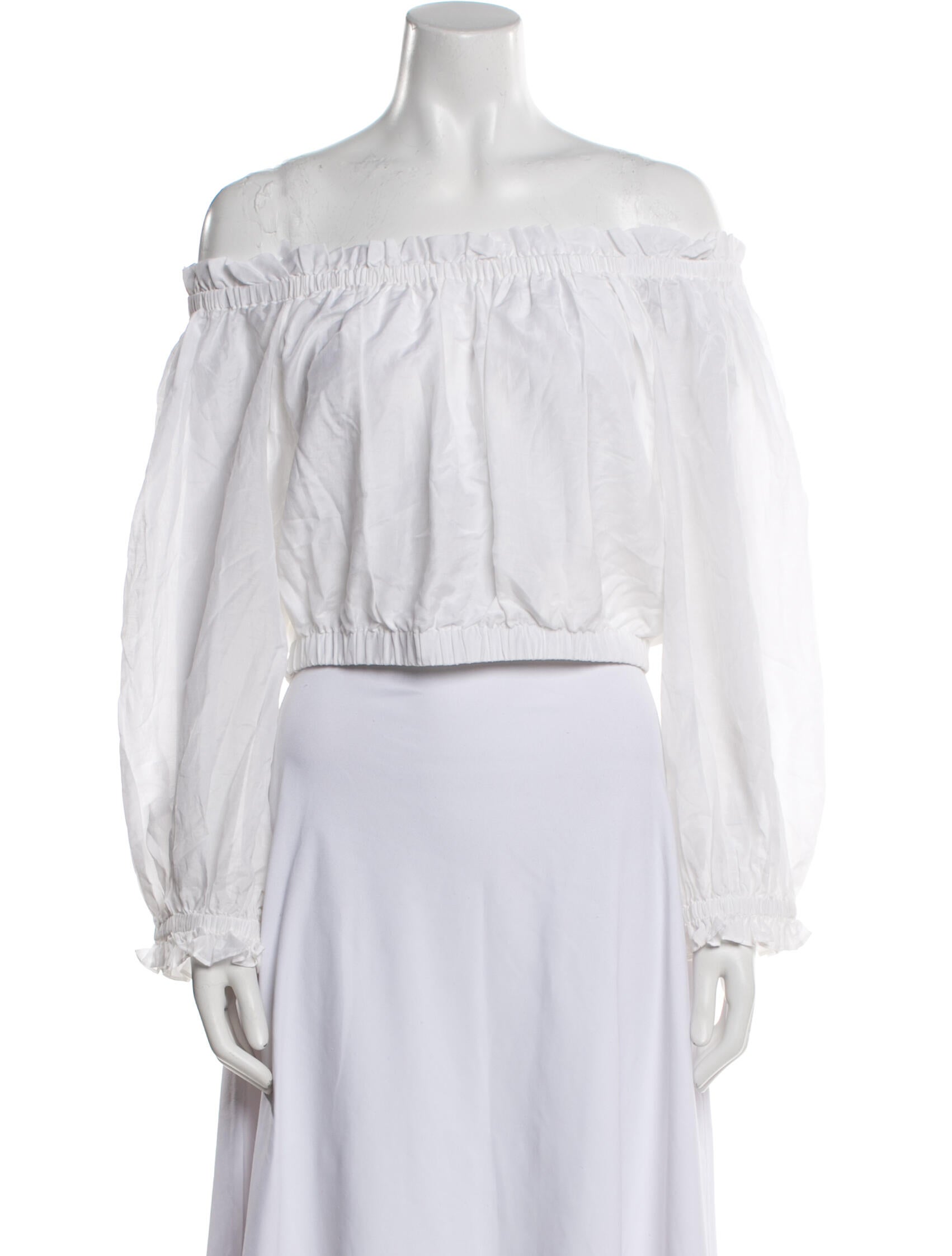 Alice + Olivia Off-The-Shoulder Long Sleeve Crop Top