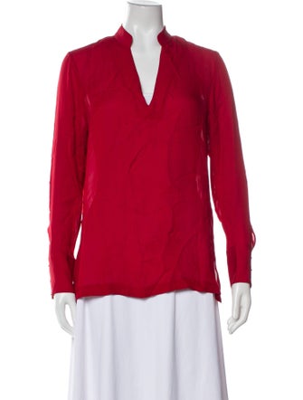Alice + Olivia Silk V-Neck Blouse
