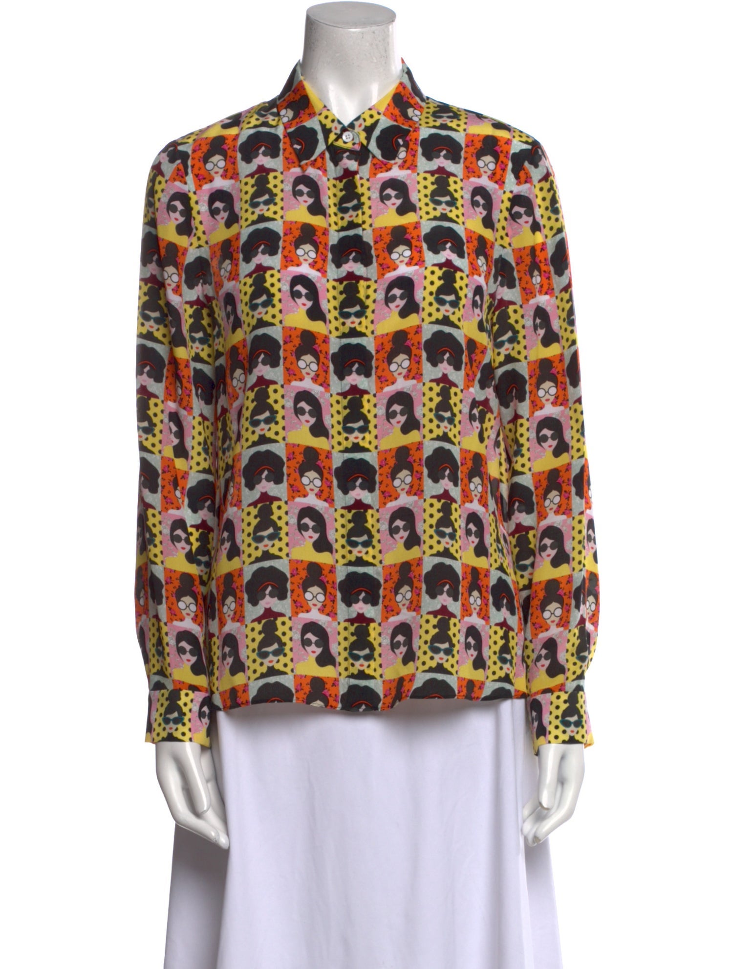 Alice + Olivia Silk Printed Button-Up Top w/ Tags