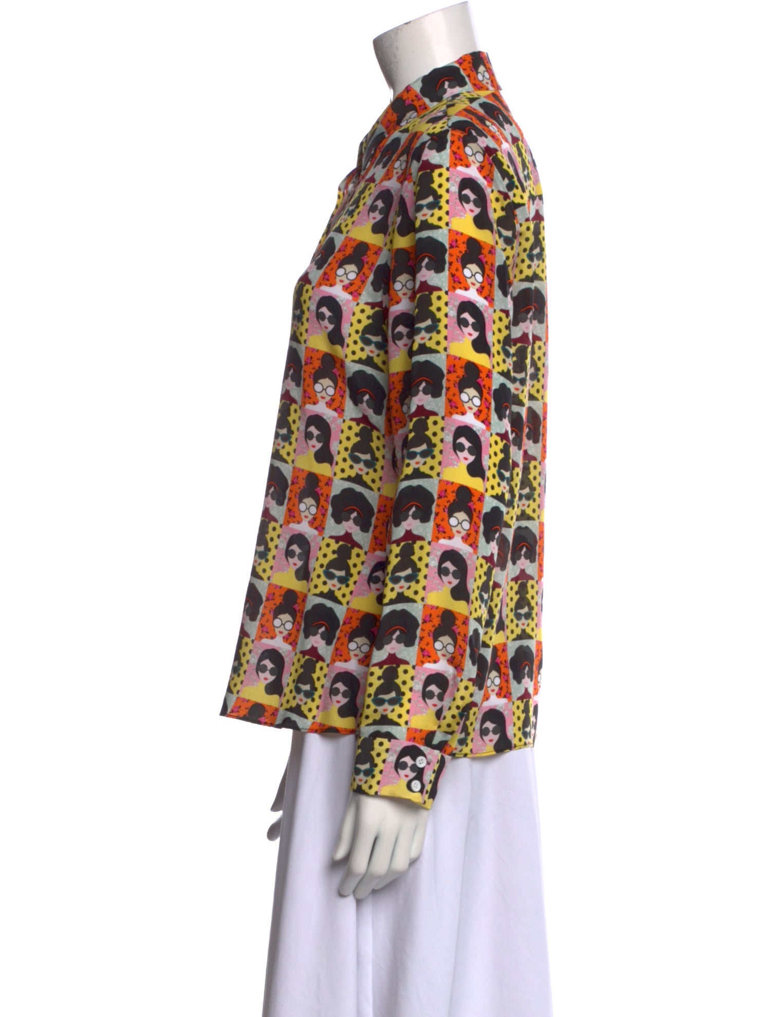 Alice + Olivia Silk Printed Button-Up Top w/ Tags