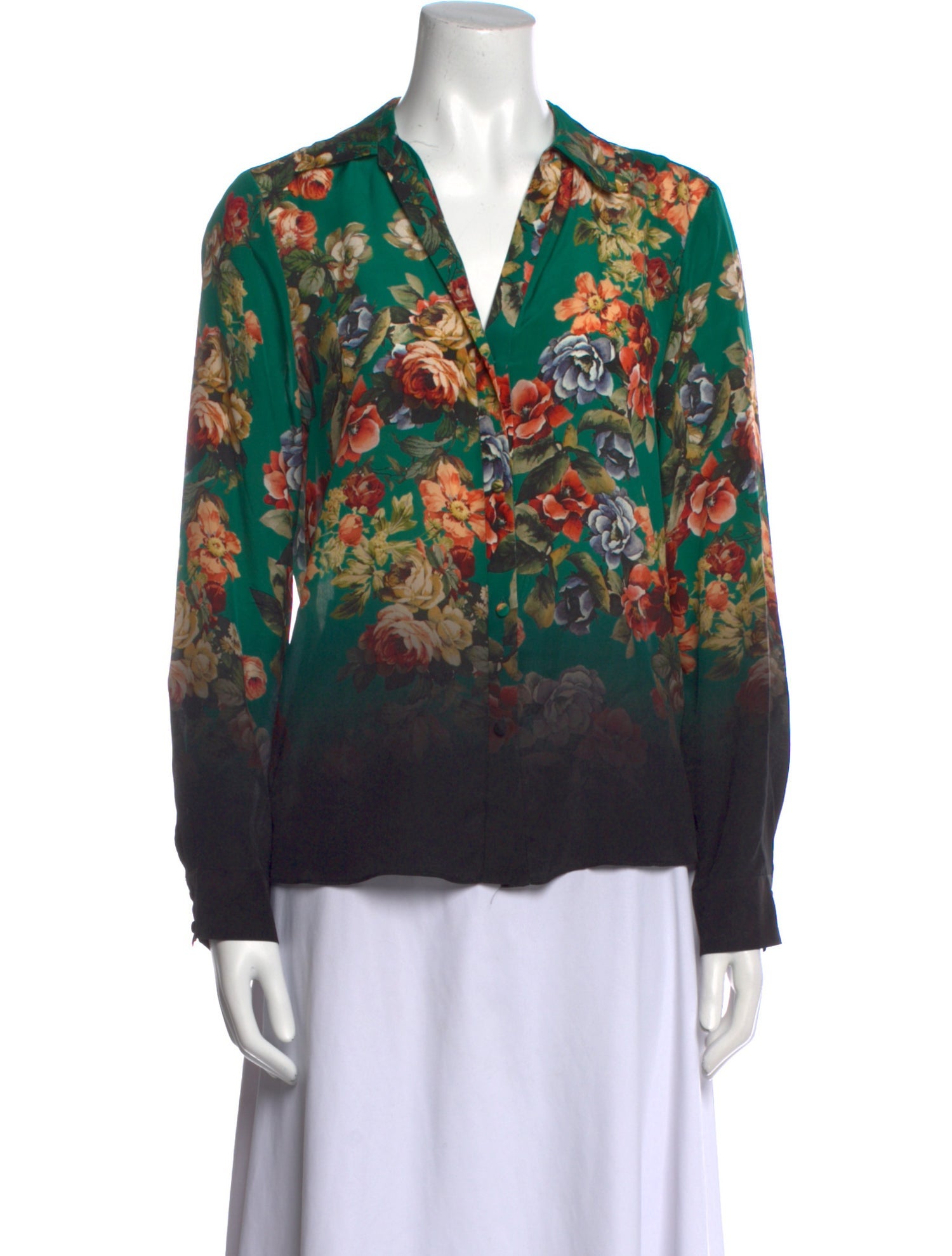 Alice + Olivia Silk Floral Print Blouse