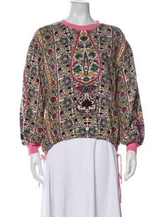 Alice + Olivia Floral Print Crew Neck Sweater