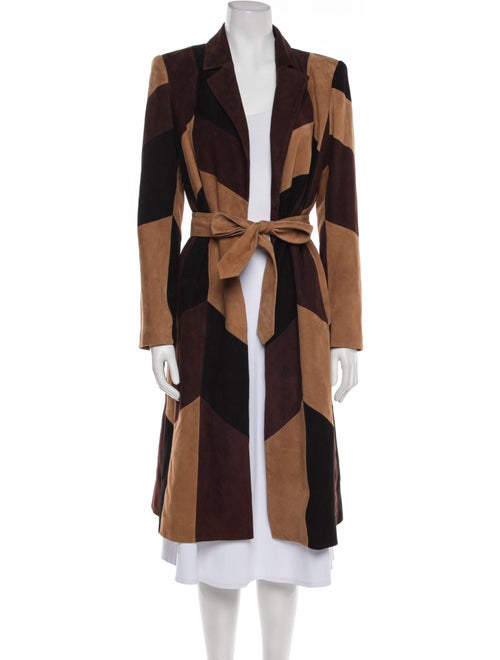 Alice + Olivia Leather Printed Trench Coat