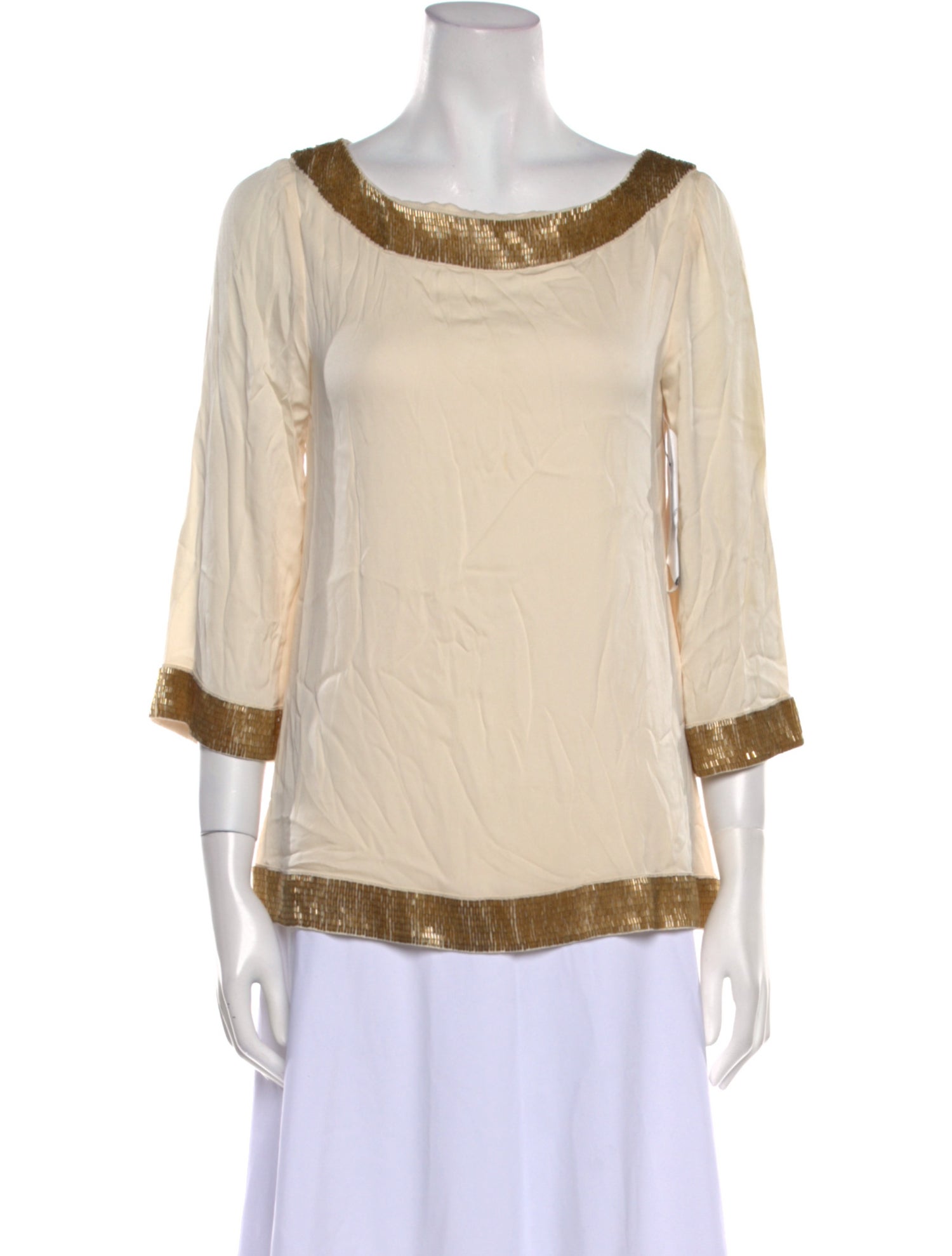 Alice + Olivia Silk Bateau Neckline Blouse