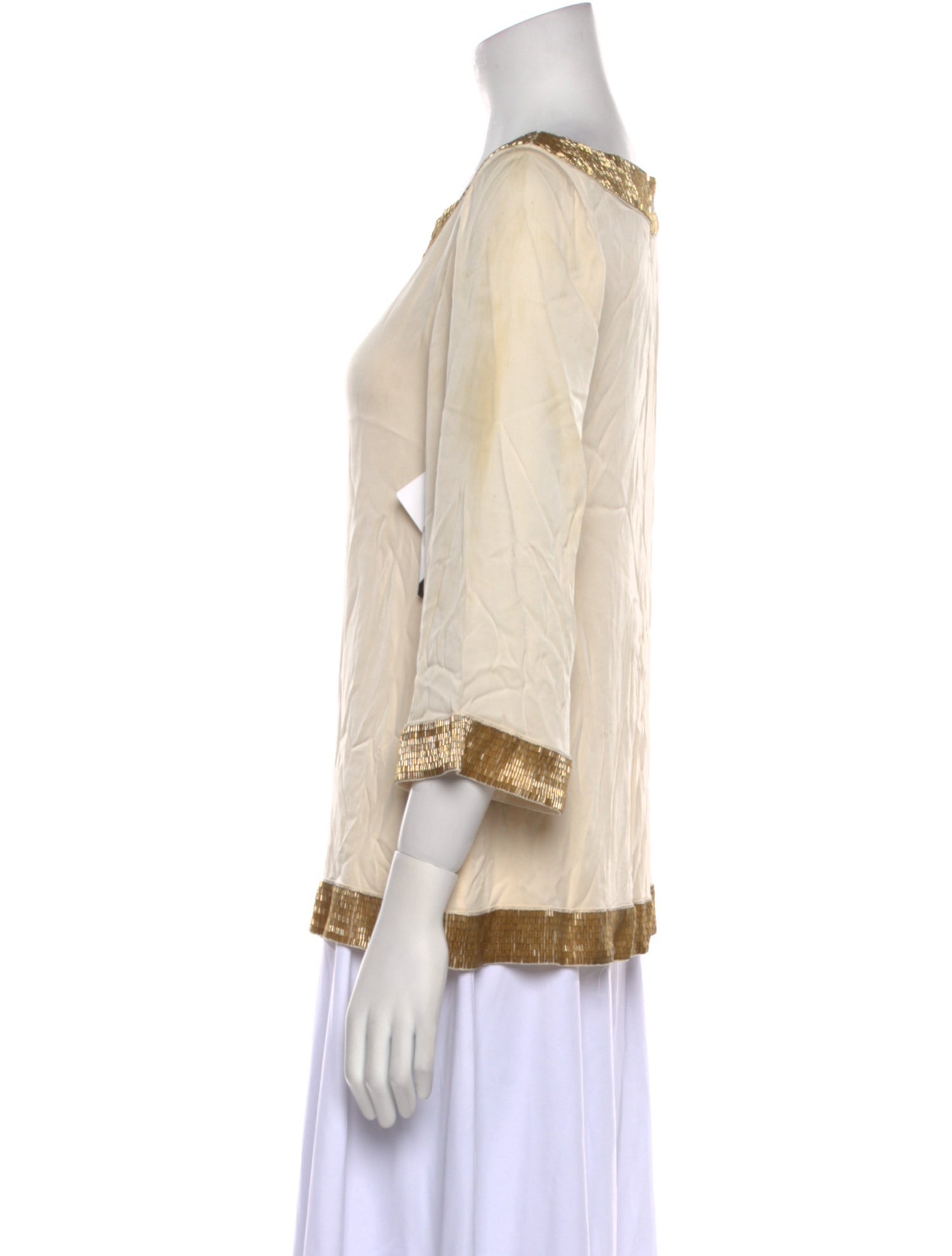 Alice + Olivia Silk Bateau Neckline Blouse