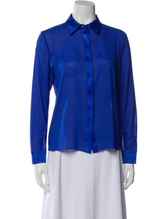Alice + Olivia Silk Long Sleeve Button-Up Top