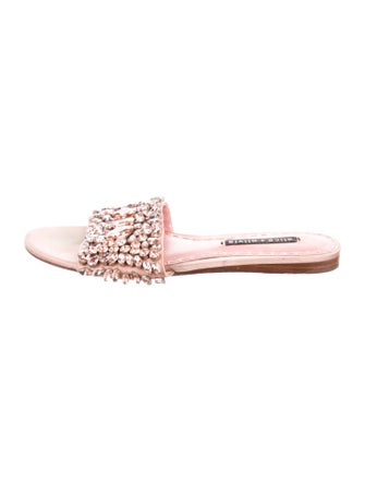Alice + Olivia Satin Crystal Embellishments Slides