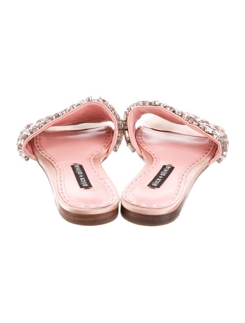 Alice + Olivia Satin Crystal Embellishments Slides