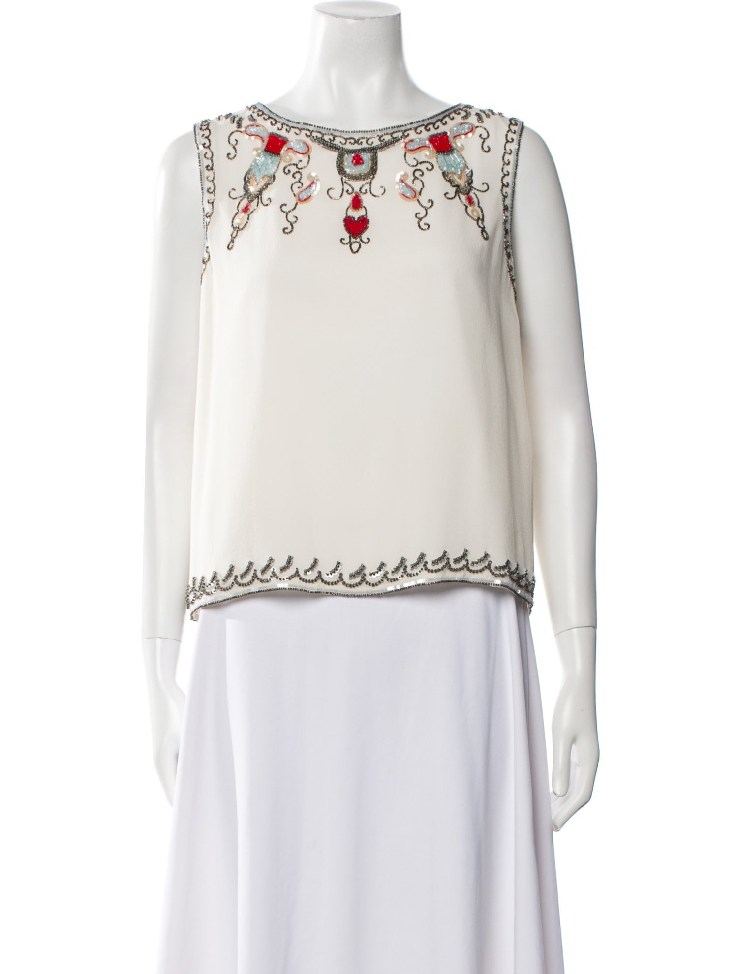 Alice + Olivia Silk Bateau Neckline Top