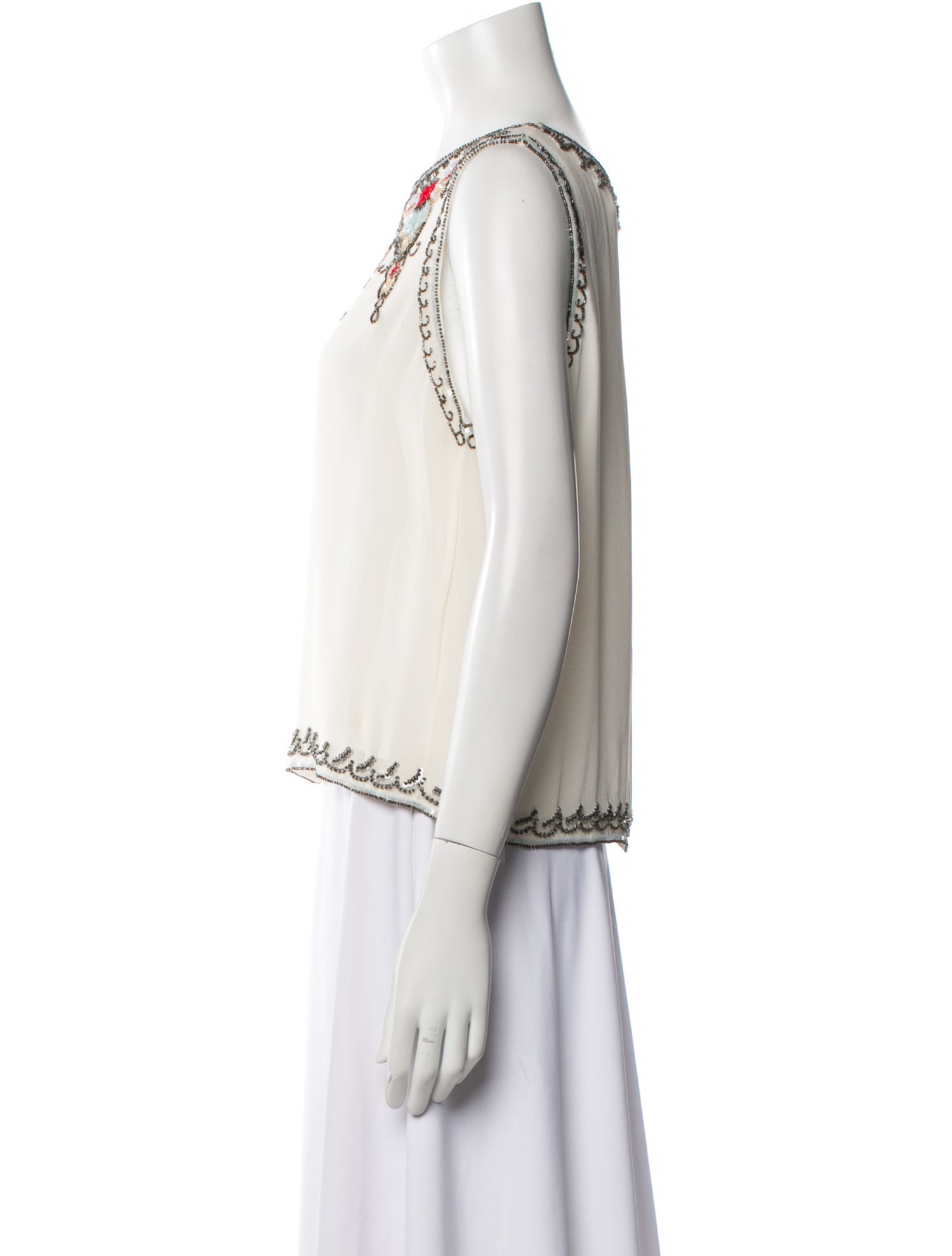 Alice + Olivia Silk Bateau Neckline Top