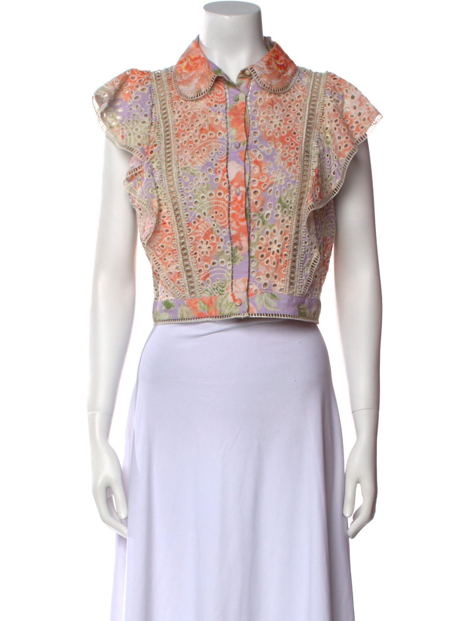 Alice + Olivia Printed Short Sleeve Crop Top w/ Tags