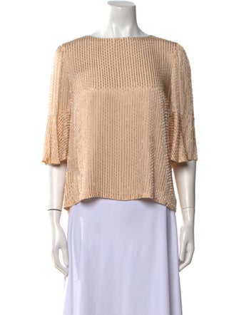 Alice + Olivia Bateau Neckline Three-Quarter Sleeve Crop Top