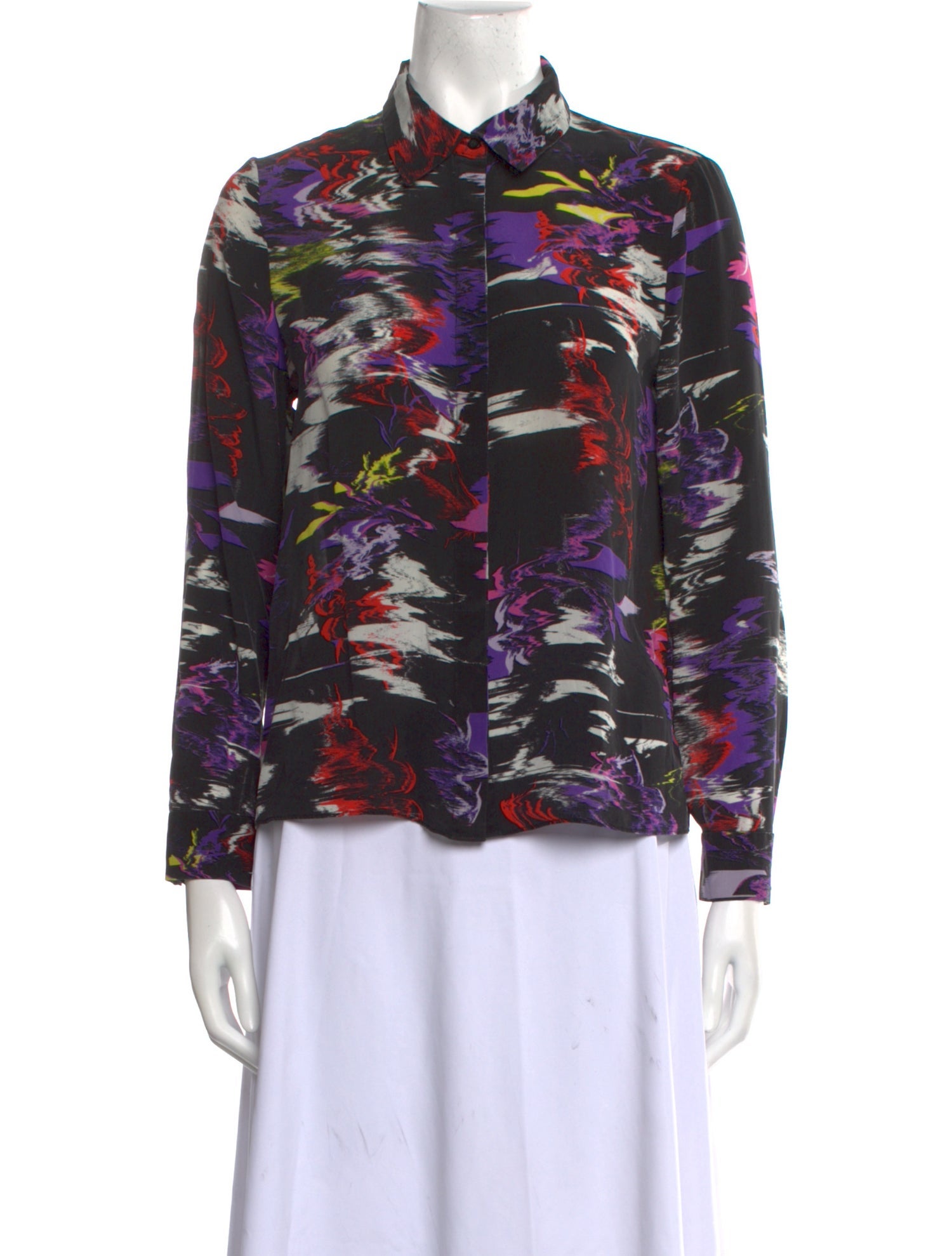 Alice + Olivia Silk Printed Button-Up Top