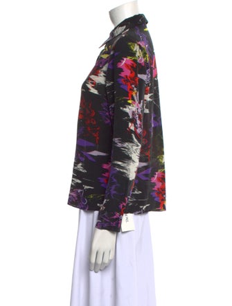 Alice + Olivia Silk Printed Button-Up Top