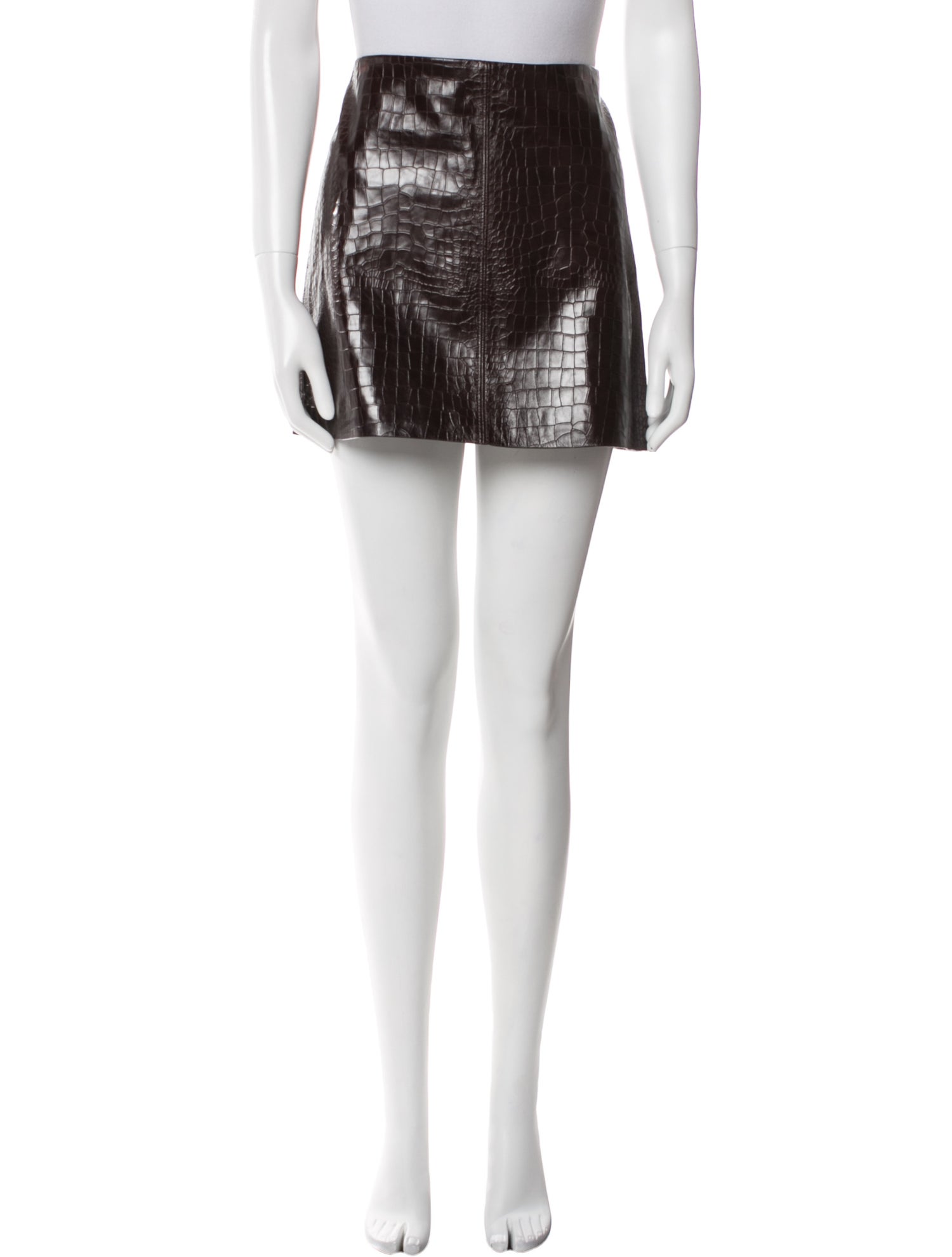 Alice + Olivia Embossed Leather Mini Skirt