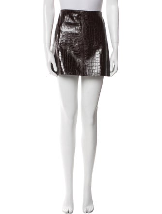 Alice + Olivia Embossed Leather Mini Skirt