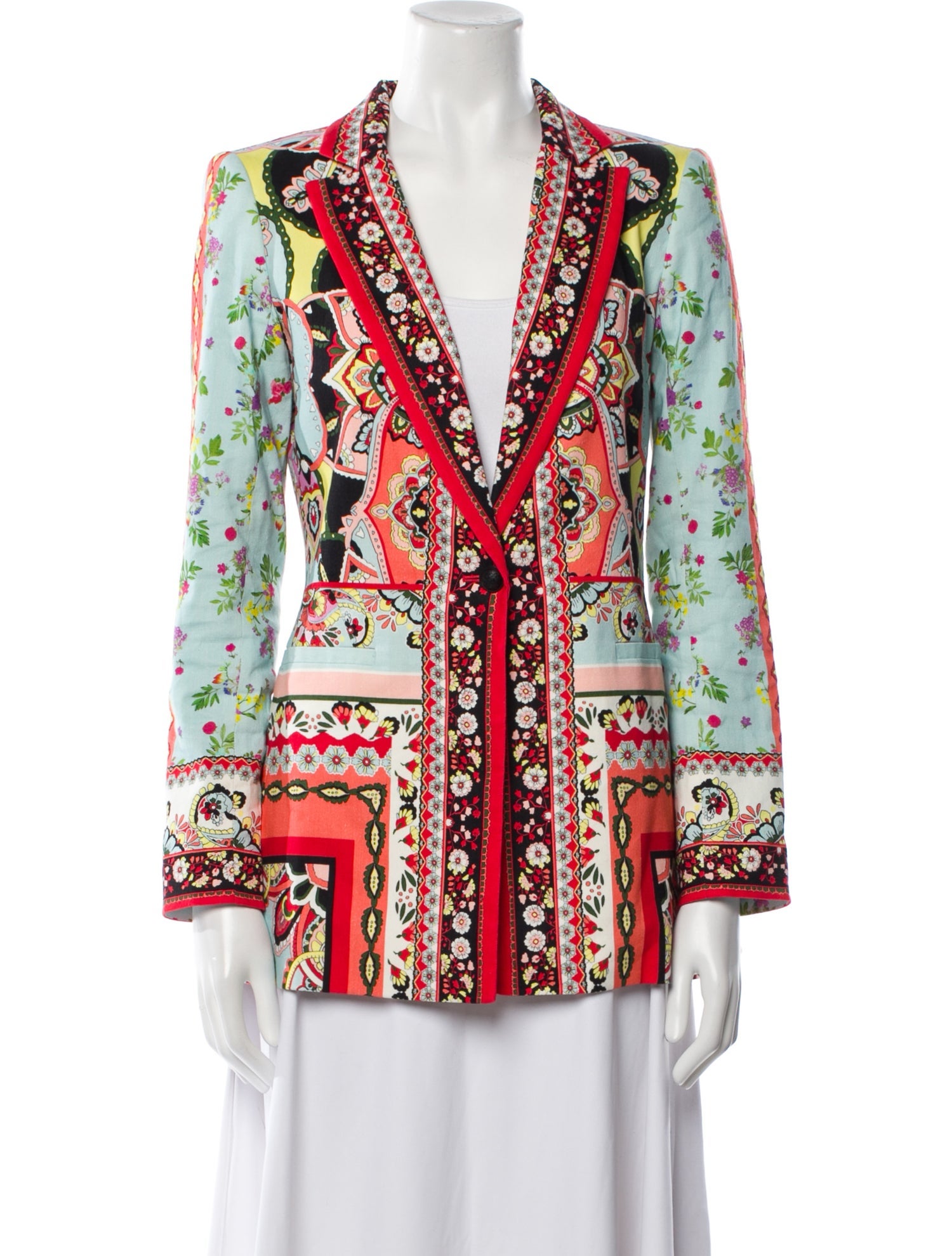 Alice + Olivia Linen Printed Blazer