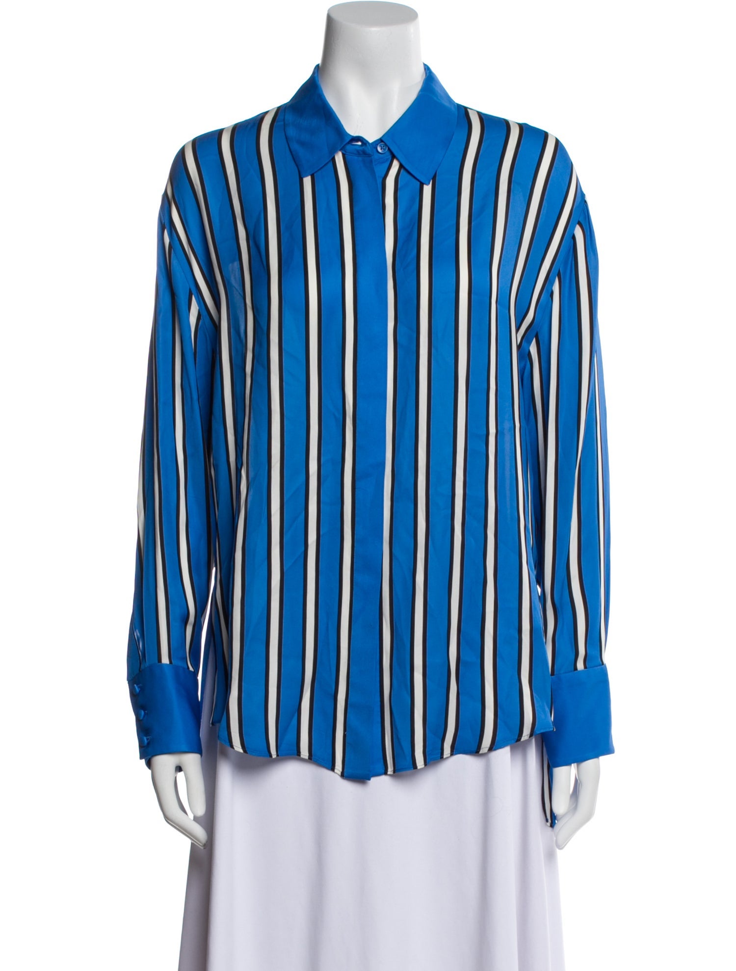 Alice + Olivia Striped Long Sleeve Button-Up Top