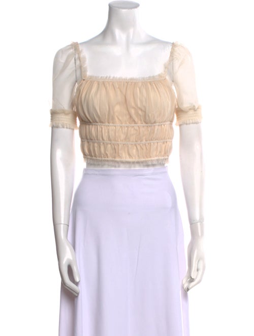 Alice + Olivia Square Neckline Short Sleeve Crop Top