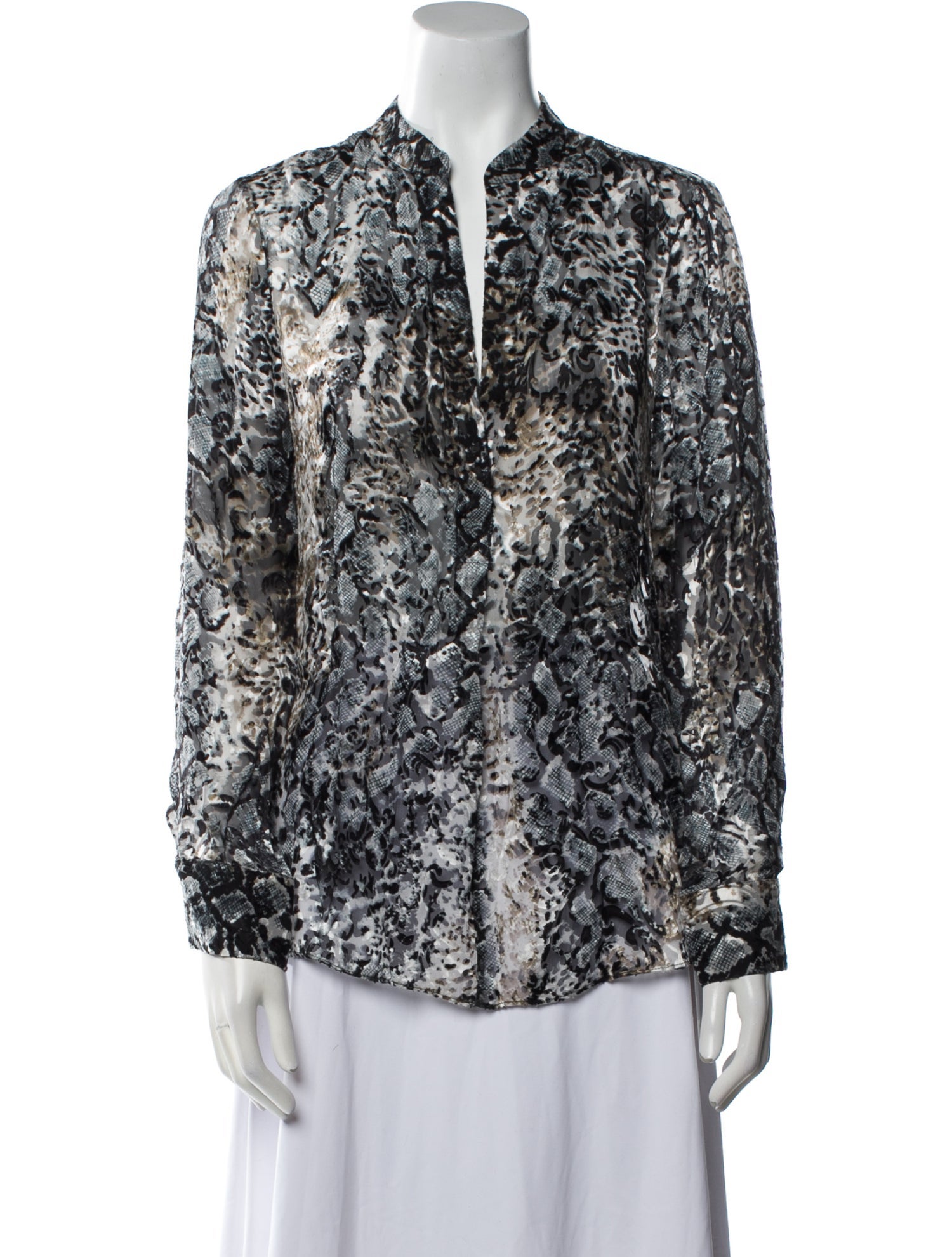 Alice + Olivia Animal Print V-Neck Blouse