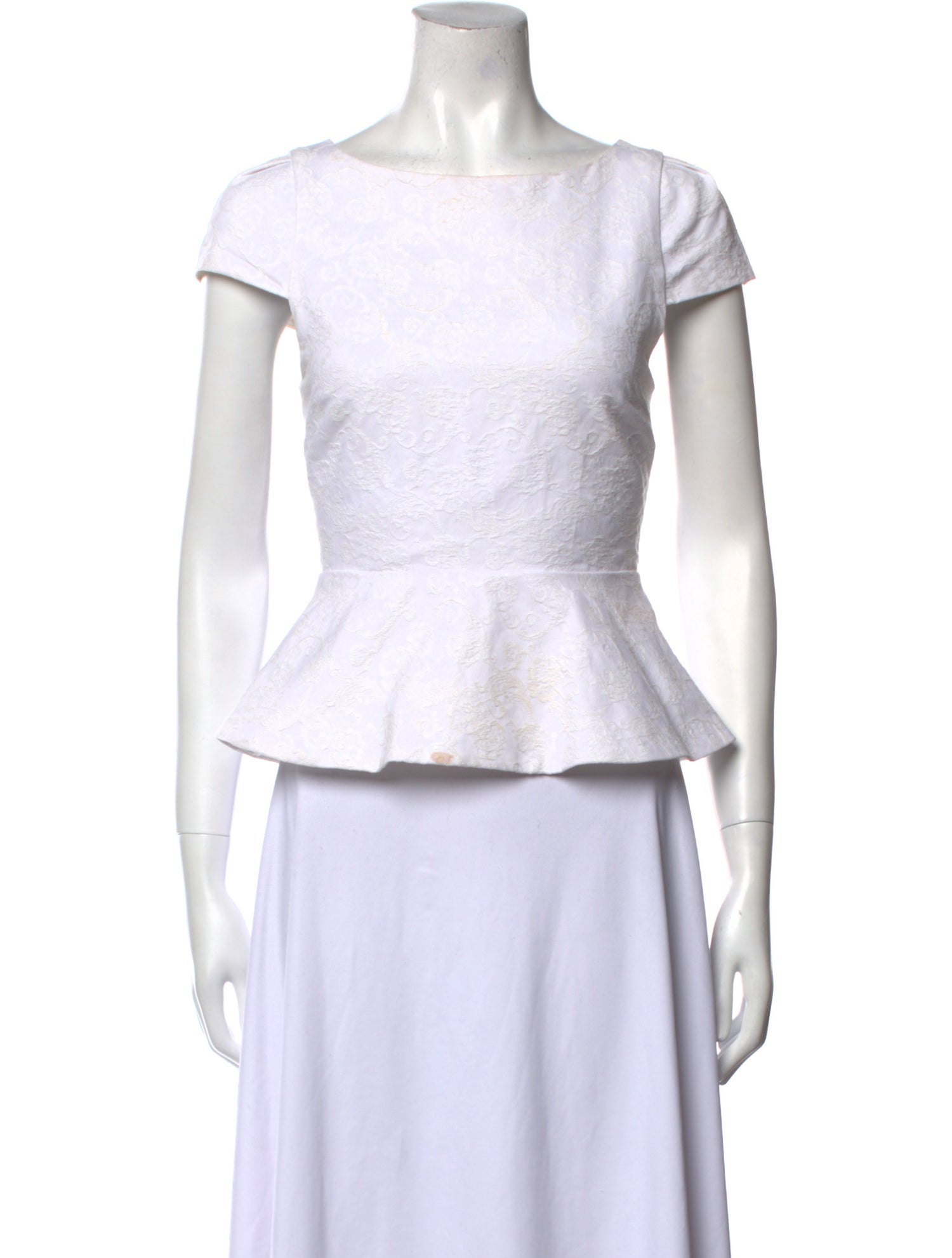 Alice + Olivia Bateau Neckline Short Sleeve Crop Top