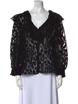 Alice + Olivia Animal Print V-Neck Blouse
