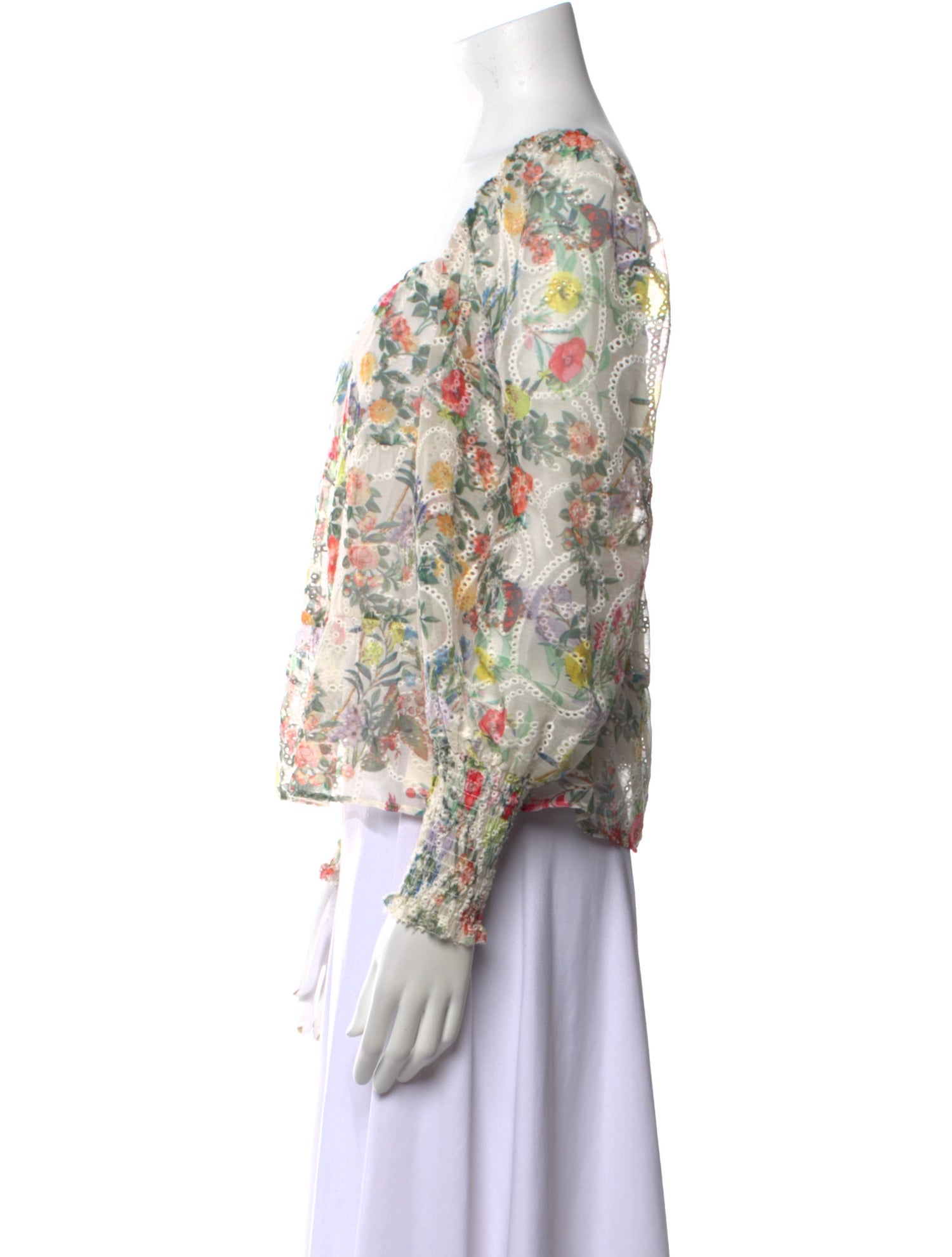 Alice + Olivia Floral Print Square Neckline Blouse