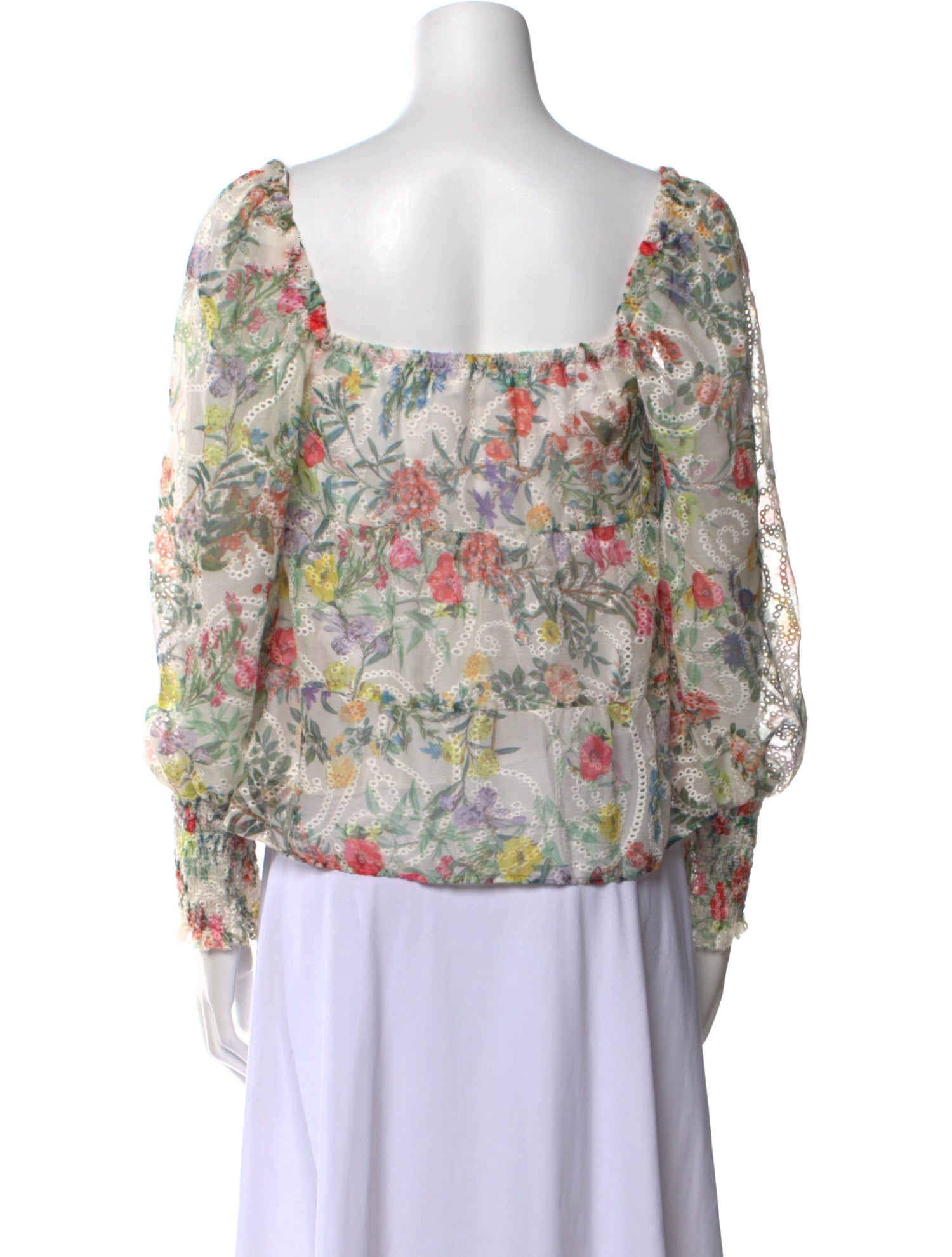 Alice + Olivia Floral Print Square Neckline Blouse