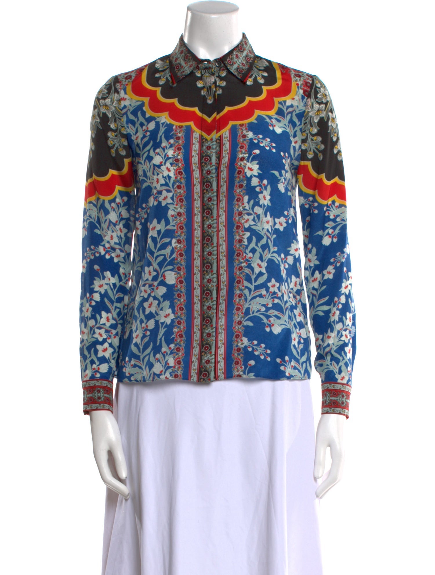 Alice + Olivia Silk Printed Button-Up Top