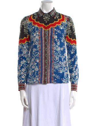Alice + Olivia Silk Printed Button-Up Top