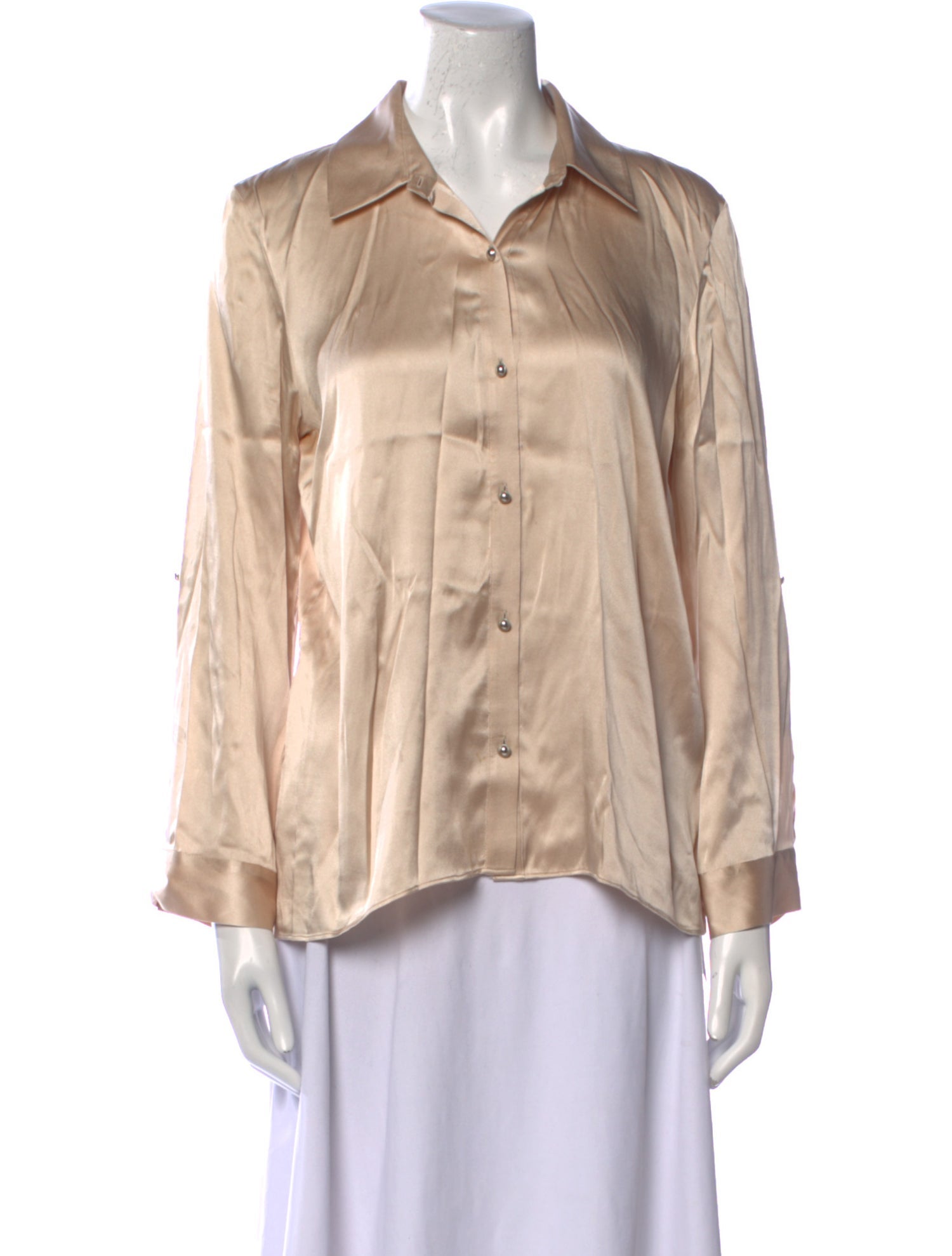 Alice + Olivia Silk Long Sleeve Button-Up Top