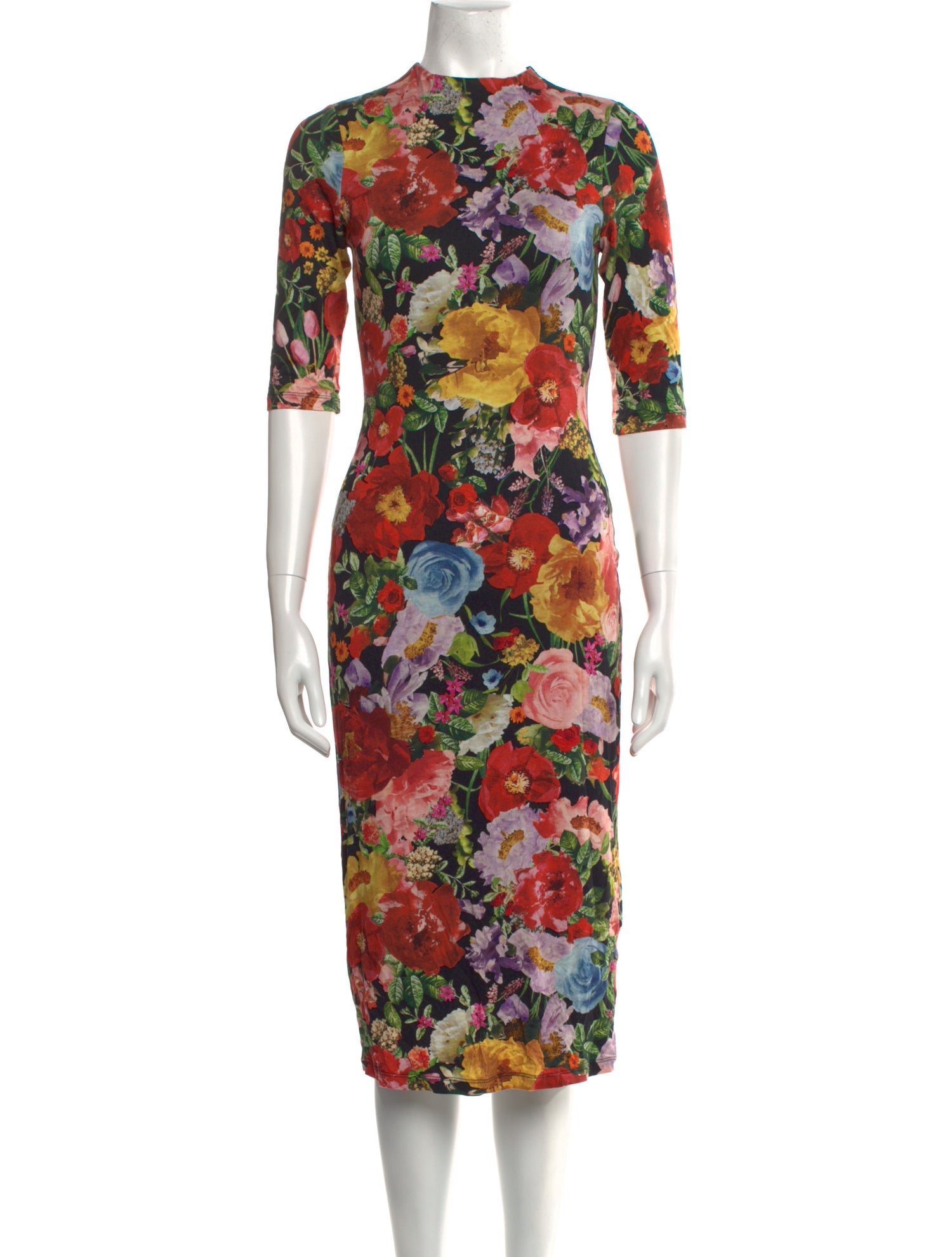 Alice + Olivia Floral Print Midi Length Dress