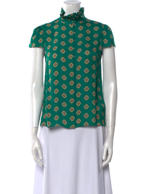Alice + Olivia Printed Mock Neck Blouse