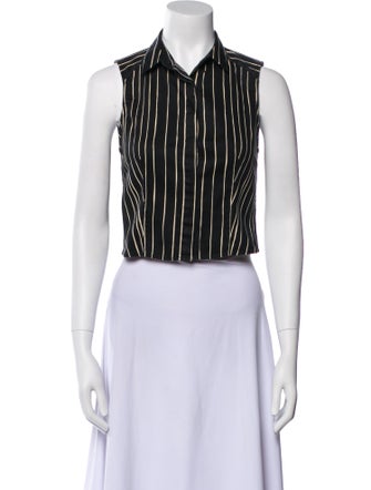 Alice + Olivia Silk Striped Crop Top