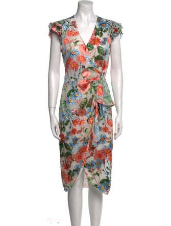 Alice + Olivia Floral Print Midi Length Dress