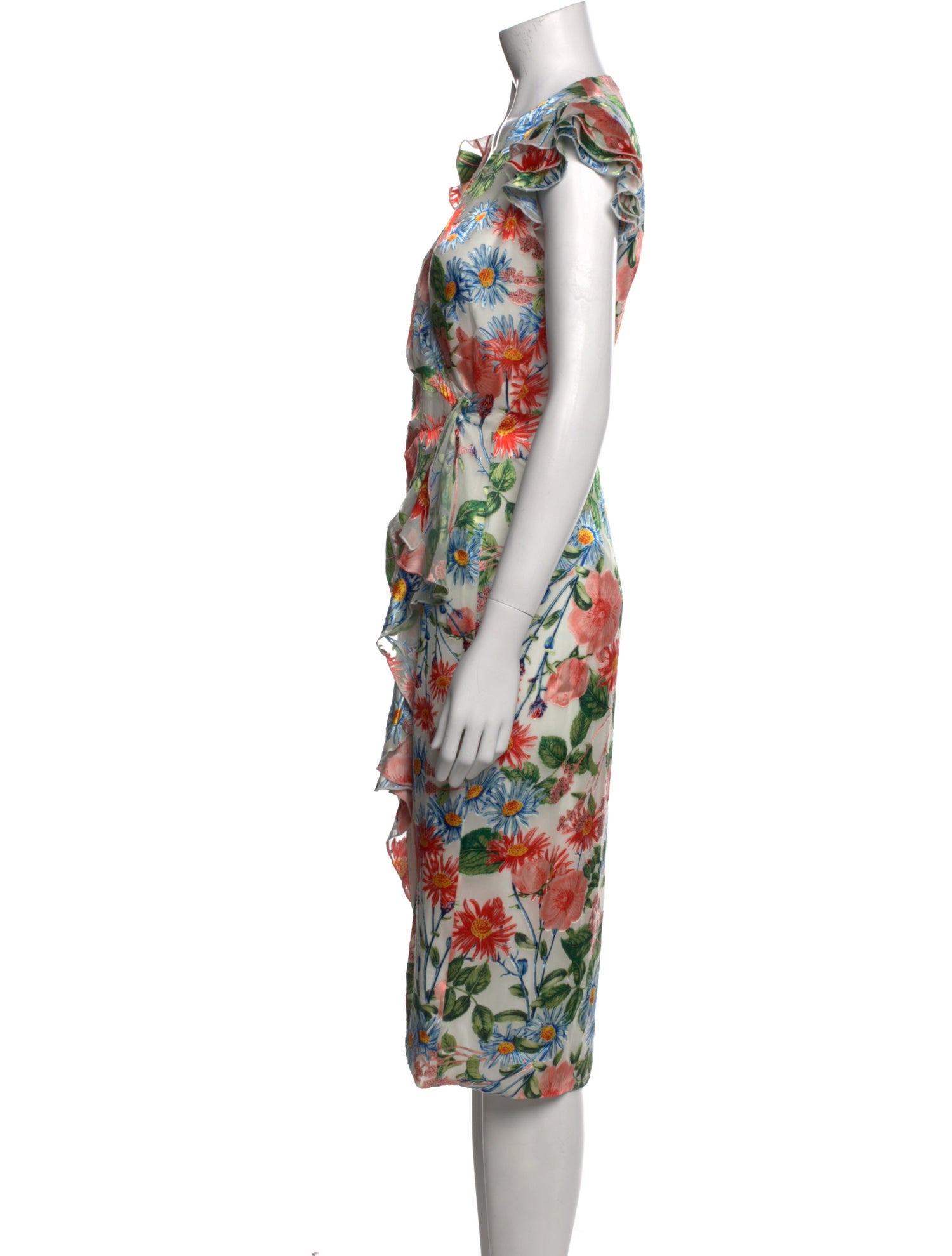 Alice + Olivia Floral Print Midi Length Dress
